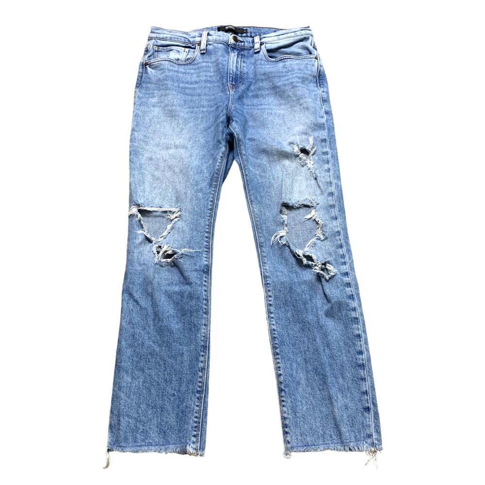 Hudson Jessi Boyfriend Distressed Ripped Torn Straight Leg Denim Jeans 27